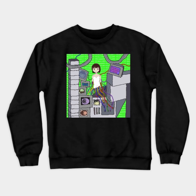 Serial Experiments Lain Hooked on the Wired Crewneck Sweatshirt by ilrac_art